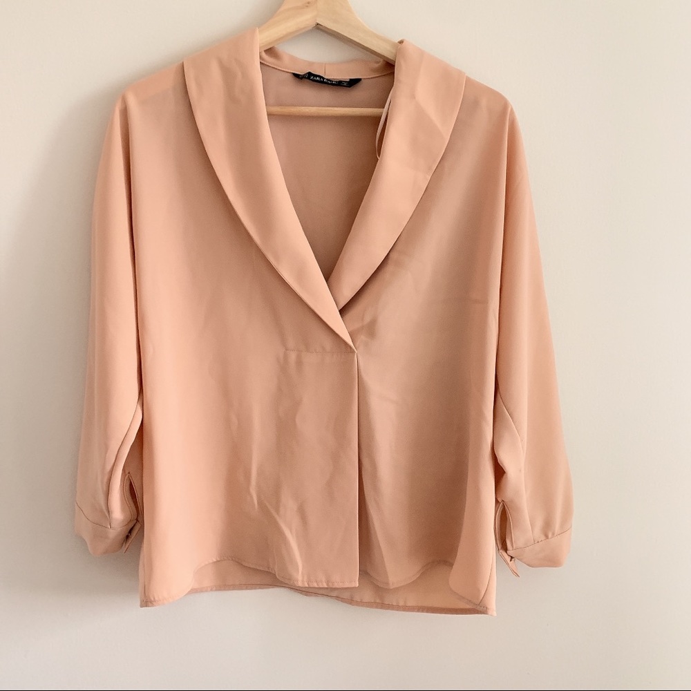 Zara Pink Top Rounded Collar Size XS